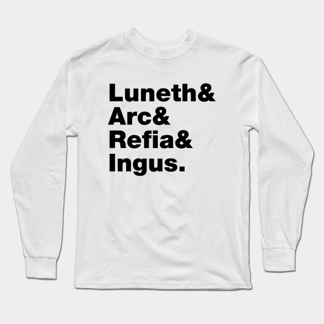 Final Fantasy 3 Characters (Black Text) Long Sleeve T-Shirt by inotyler